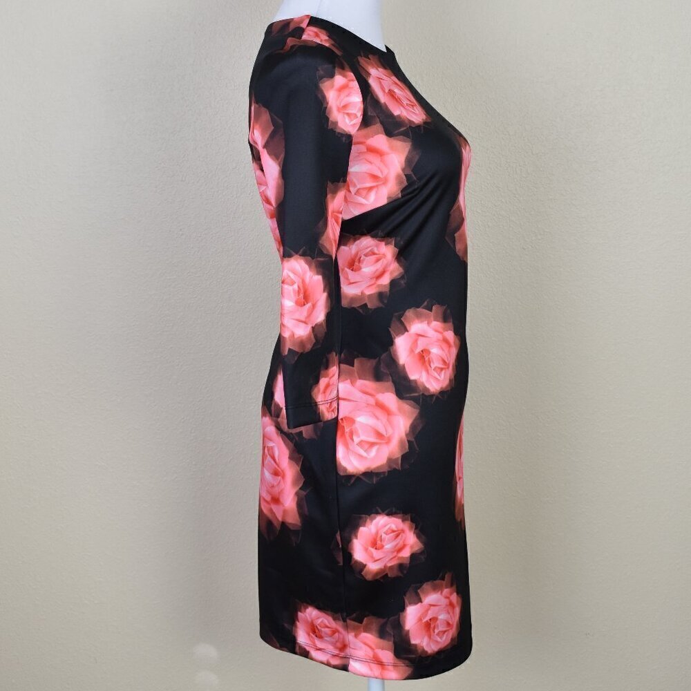 Alexia Admor Black Rose Print Scuba Sheath Dress - XS - Picture 6 of 8